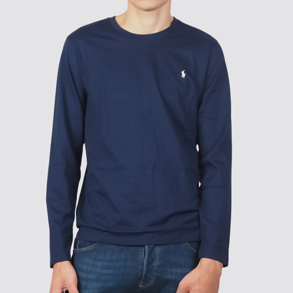 T shirt uomo logo pony ricamato girocollo manica lunga