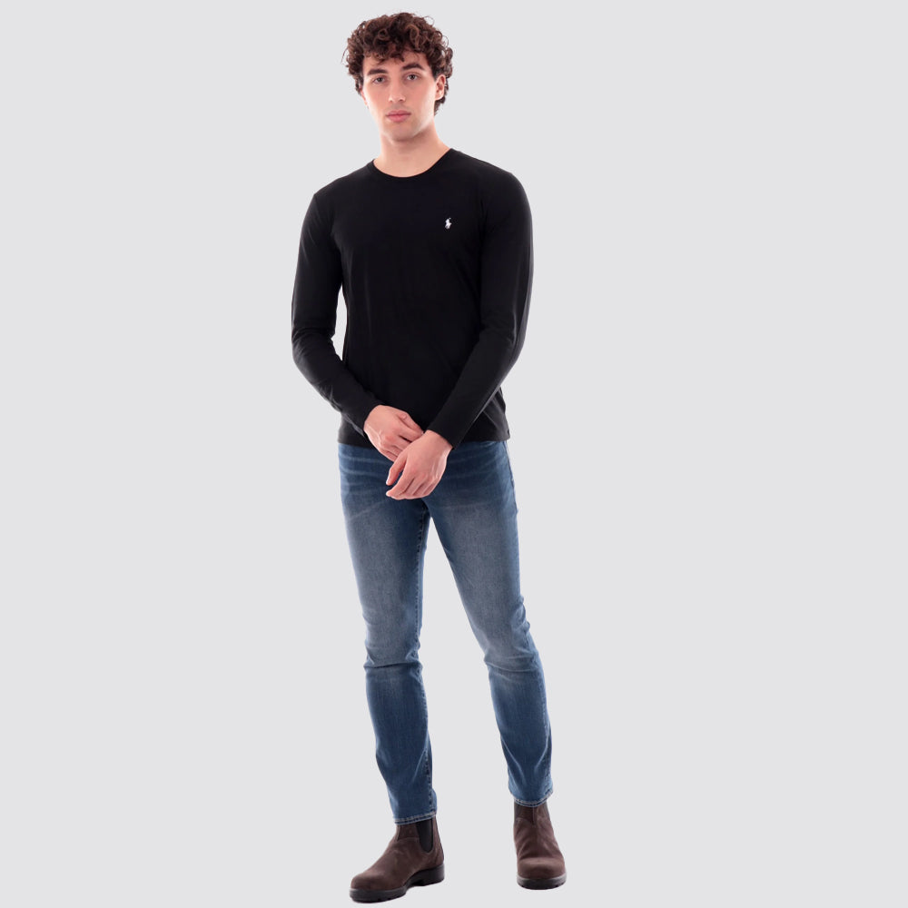 T shirt uomo logo pony ricamato girocollo manica lunga