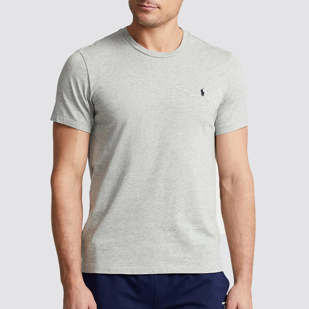 T shirt uomo logo ricamato girocollo manica corta