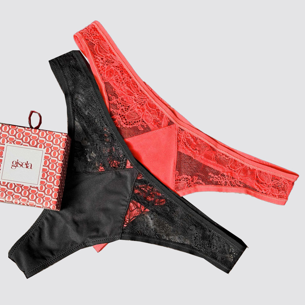 Tanga donna gisela in pizzo 2 pack multicolore