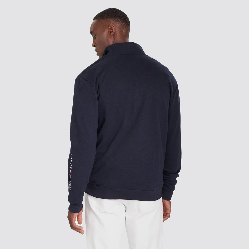 Tommy hilfiger felpa uomo con zip cotone garzato