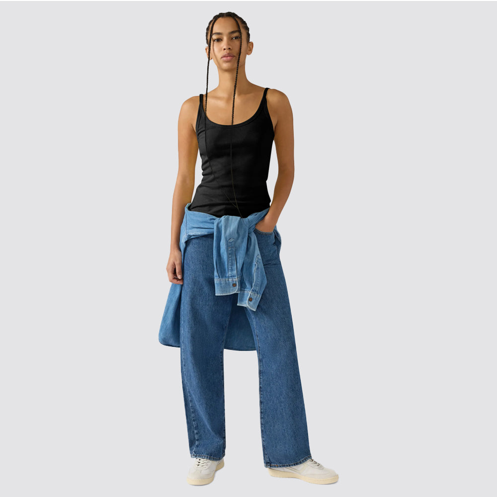 Top donna smanicato costina stretch icons fitted