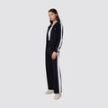 Tuta donna con cappuccio full zip bande laterali