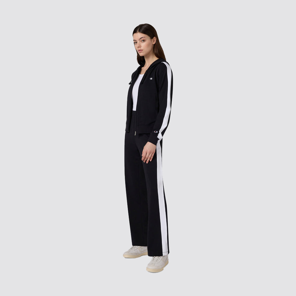 Tuta donna con cappuccio full zip bande laterali
