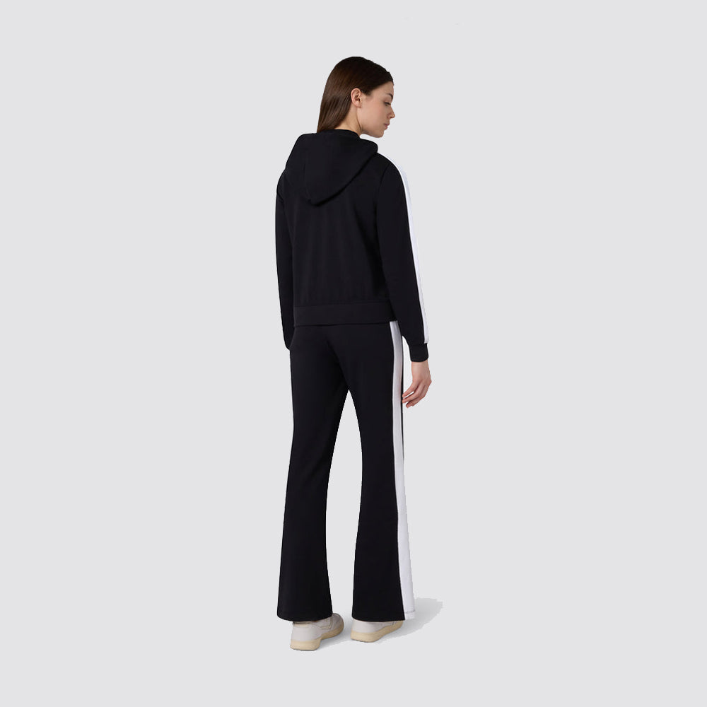 Tuta donna con cappuccio full zip bande laterali