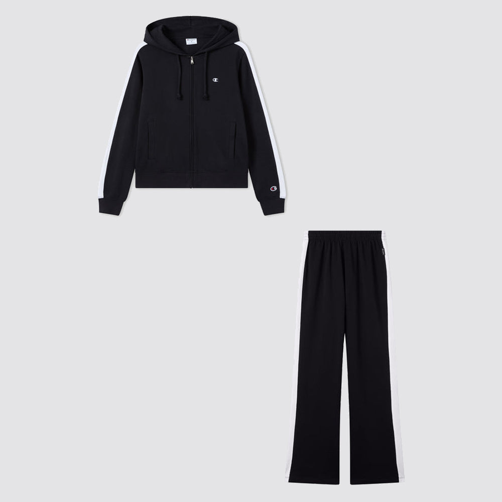 Tuta donna con cappuccio full zip bande laterali