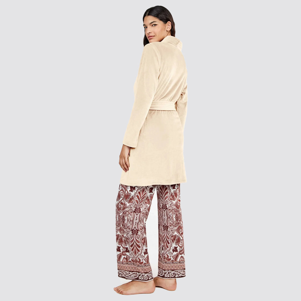 Vestaglia donna gisela corta in pile con cintura