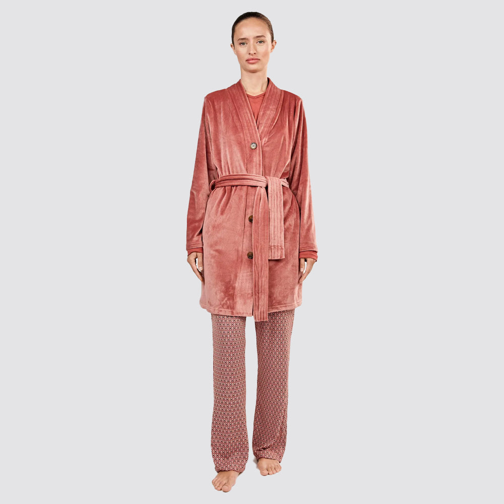 Vestaglia donna gisela corta in pile con cintura