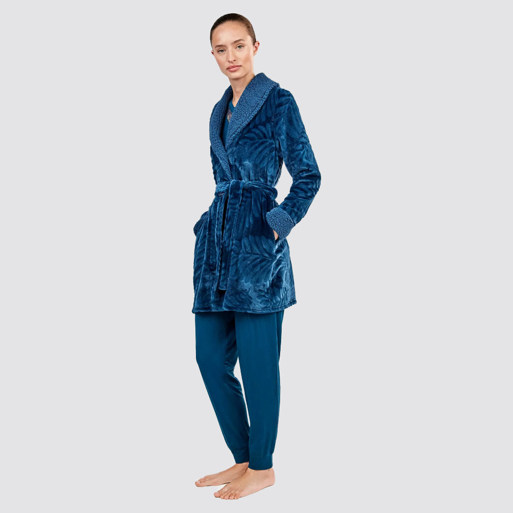 Vestaglia donna gisela corta jacquard con cintura