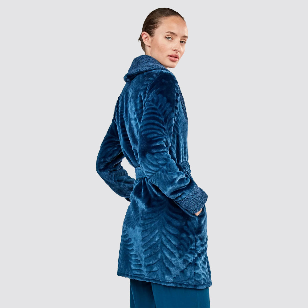 Vestaglia donna gisela corta jacquard con cintura