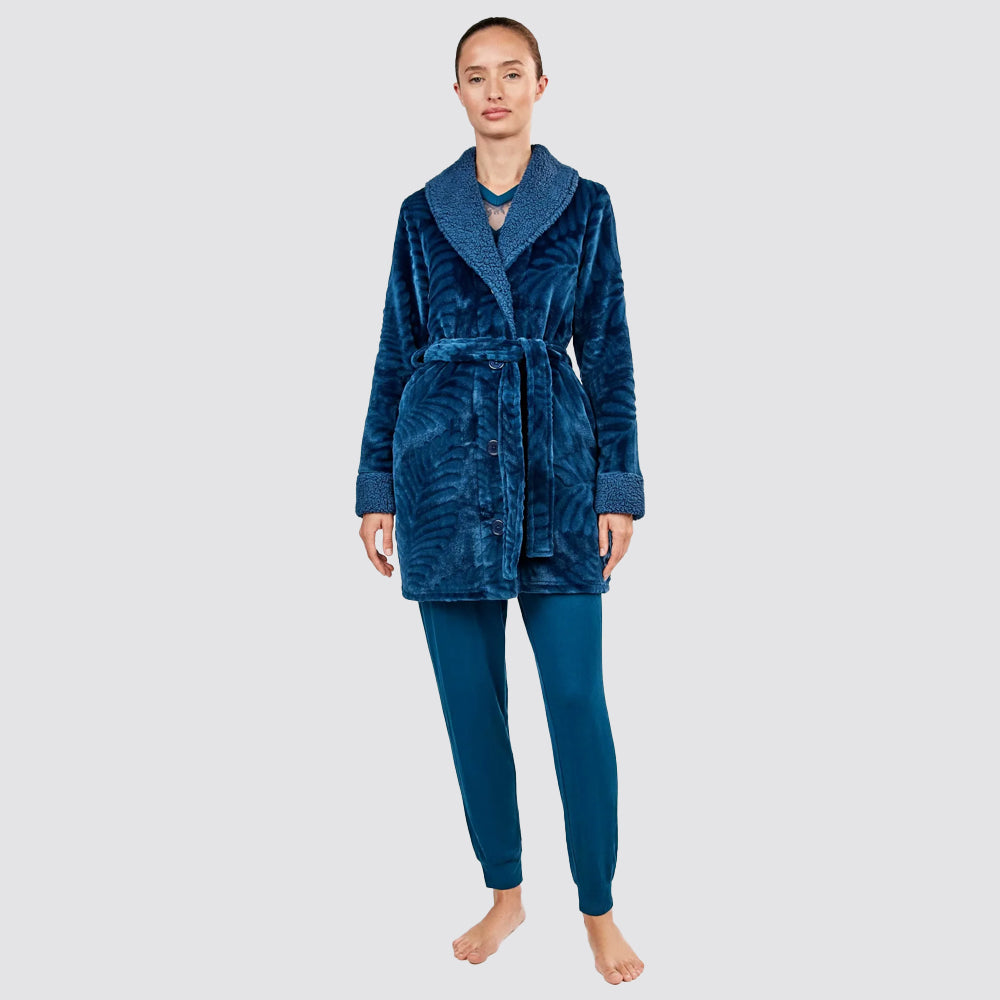 Vestaglia donna gisela corta jacquard con cintura