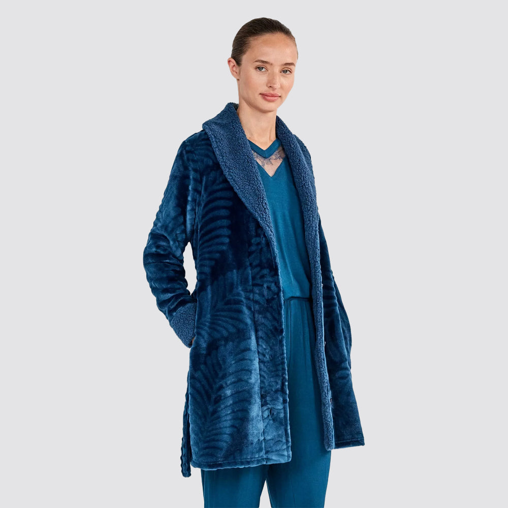 Vestaglia donna gisela corta jacquard con cintura
