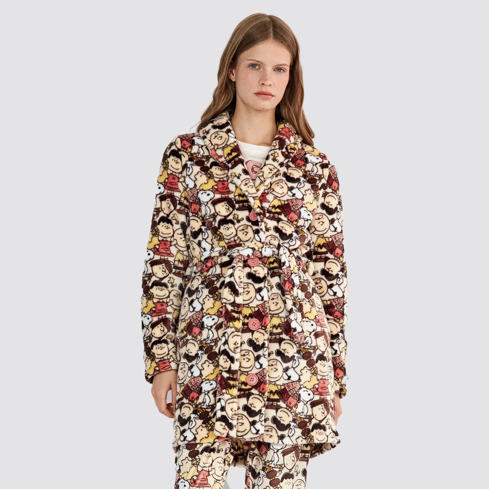 Vestaglia donna gisela snoopy morbida con bottoni