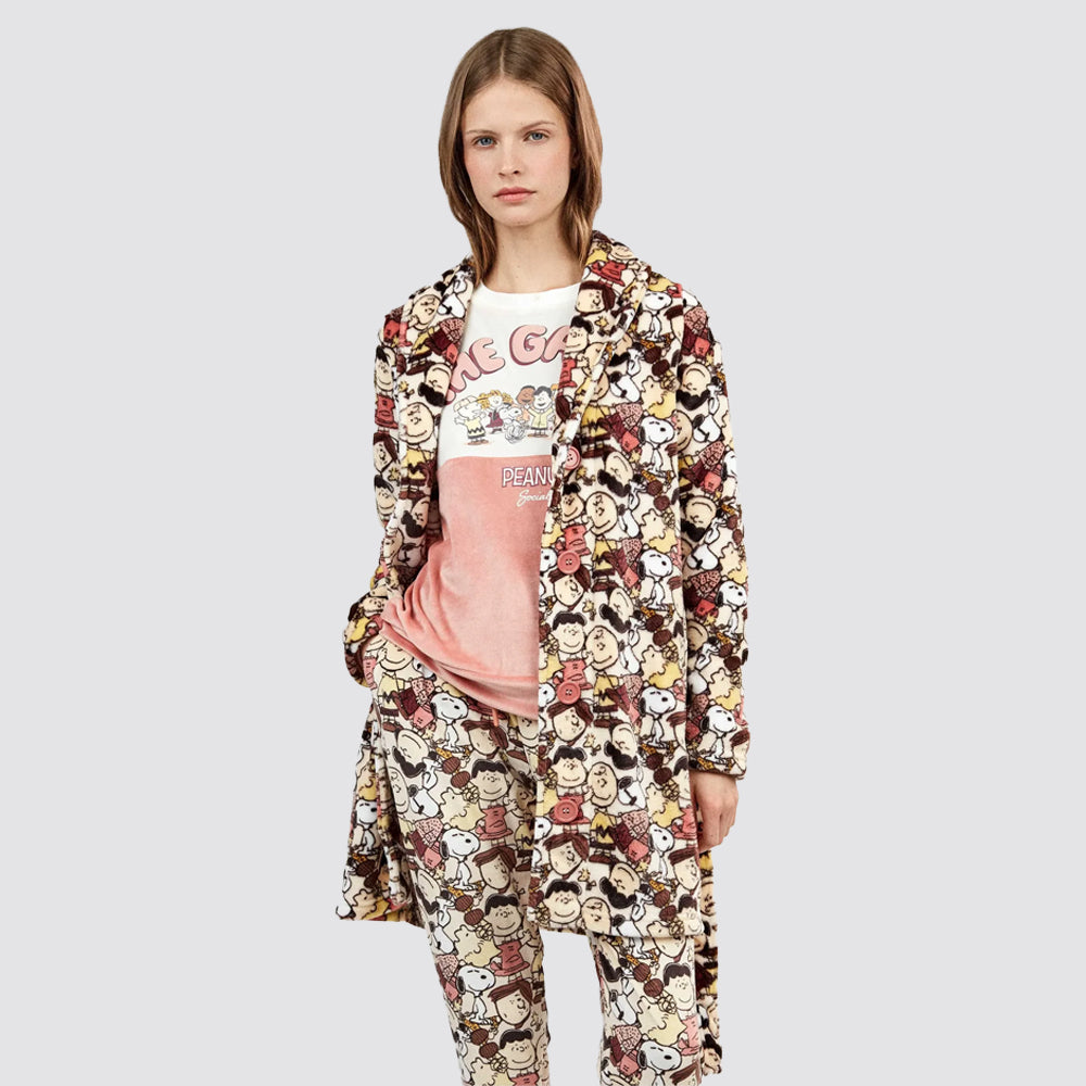 Vestaglia donna gisela snoopy morbida con bottoni