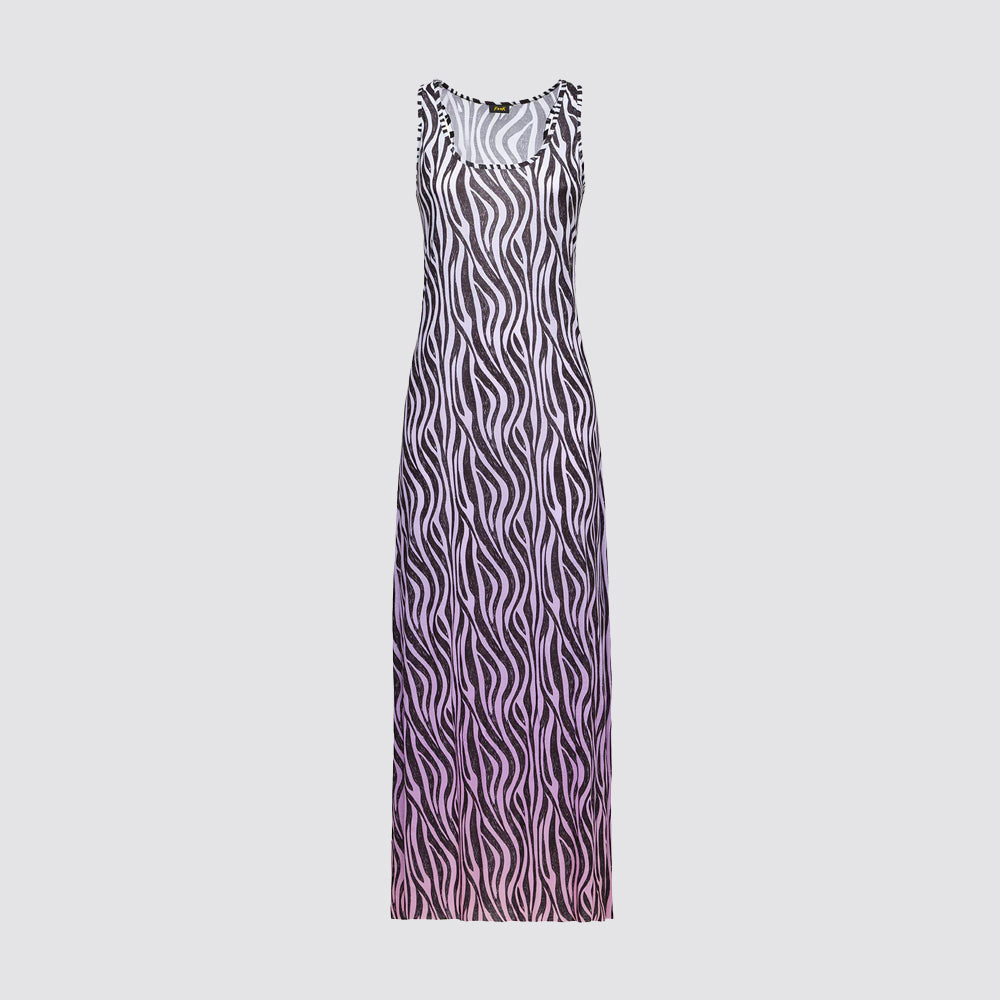 Vestito lungo donna fantasia con spacco