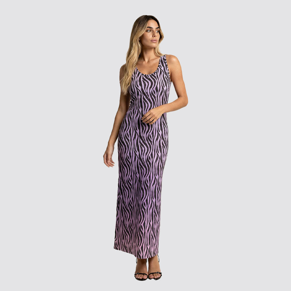 Vestito lungo donna fantasia con spacco