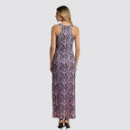 Vestito lungo donna fantasia con spacco