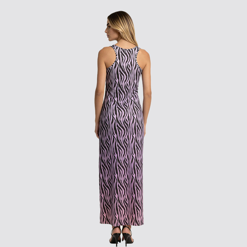 Vestito lungo donna fantasia con spacco